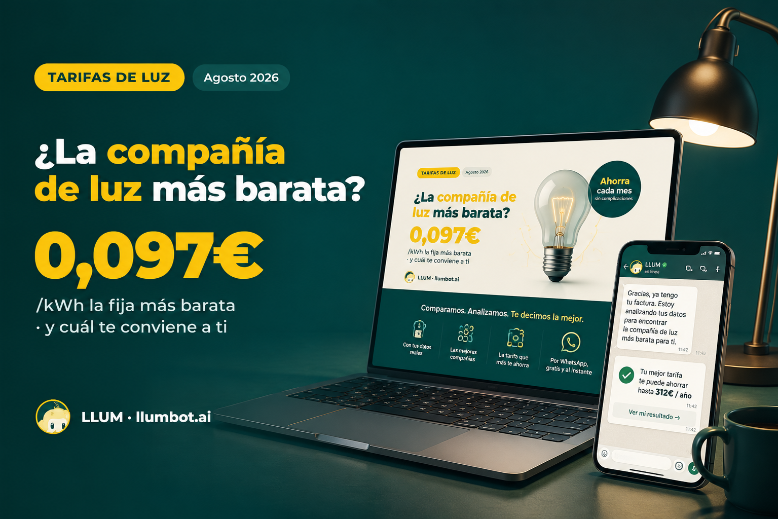 Compañía de luz más barata agosto 2026 — ranking de precios