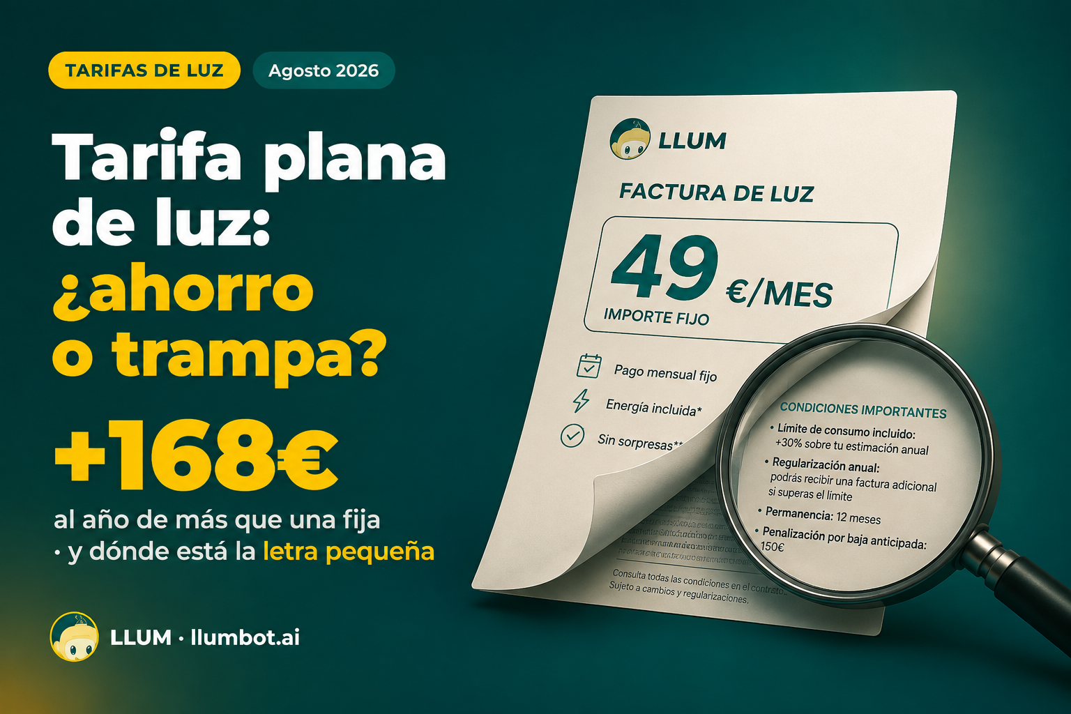 Tarifa plana de luz 2026 — cuánto cuesta de más frente a una fija