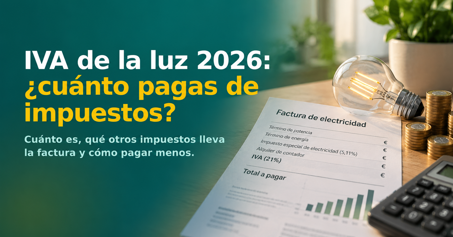 IVA de la luz 2026 — cuánto es y qué impuestos lleva la factura